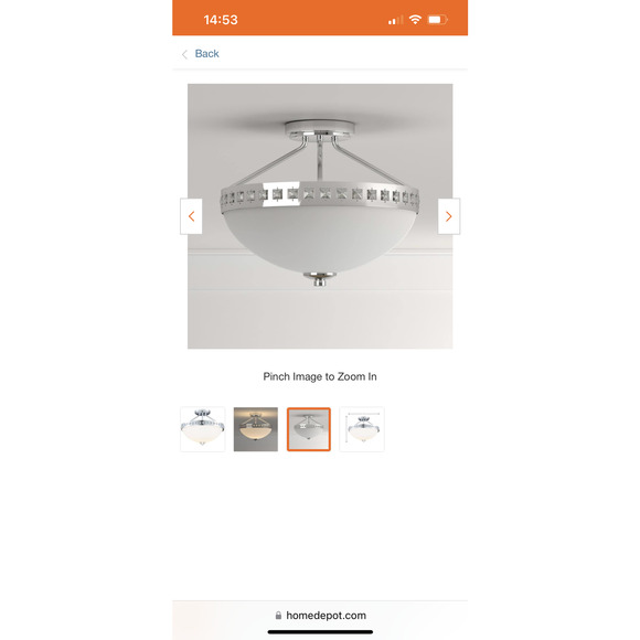 Ceiling Light Hampton Bay Wilikies Semi Flushmount Glass Shade - Picture 5 of 7